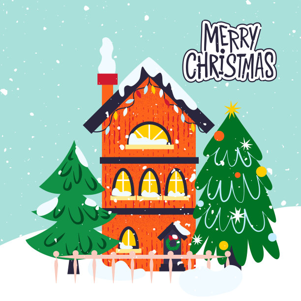 冬天快乐圣诞屋图片下载