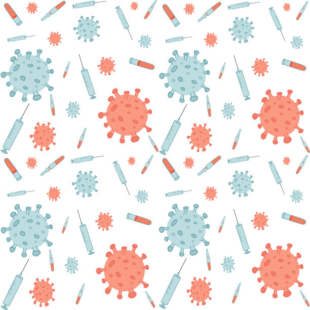 冠状病毒无缝图案手绘分子图片下载