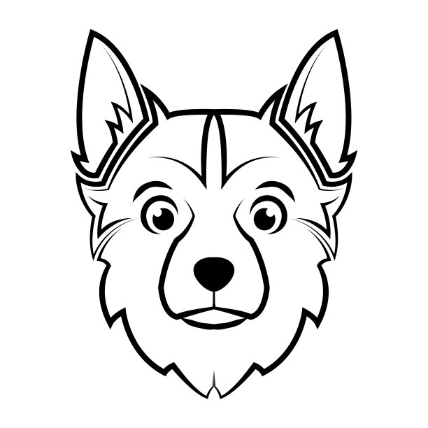 黑白线艺术狗头。良好的使用符号，吉祥物，图标，头像，纹身，T恤设计，标志或任何设计图片下载