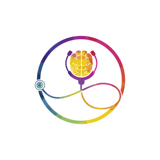 脑护理矢量标志模板。听诊器和人脑图标logo设计。图片下载