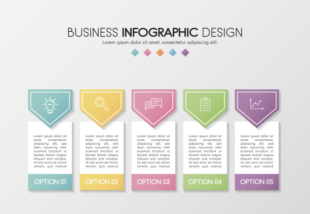 业务信息图有5个步骤。彩色图。向量图片下载