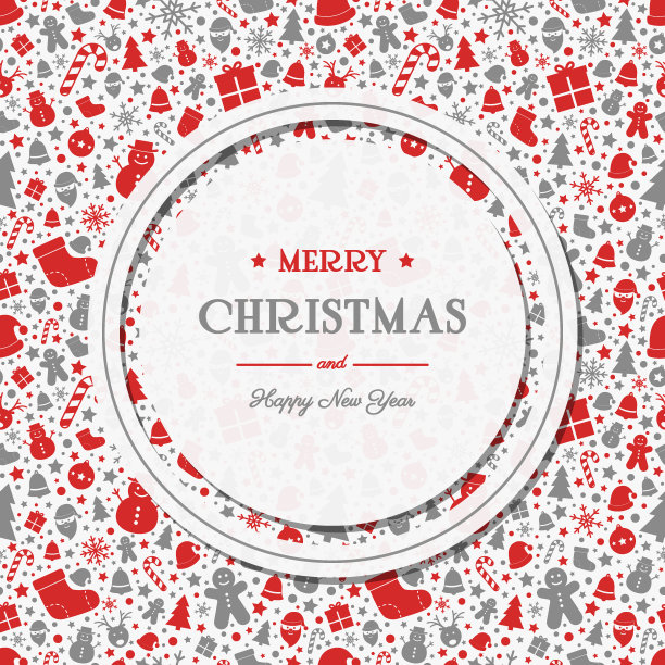 带有节日元素和祝福的圣诞贺卡。圣诞装饰品图片下载