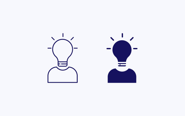 用户创意，头像和灯泡矢量图标图片下载