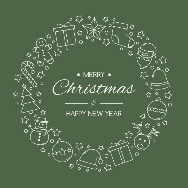 圣诞背景与节日花环制成的装饰品。圣诞贺卡。向量图片下载