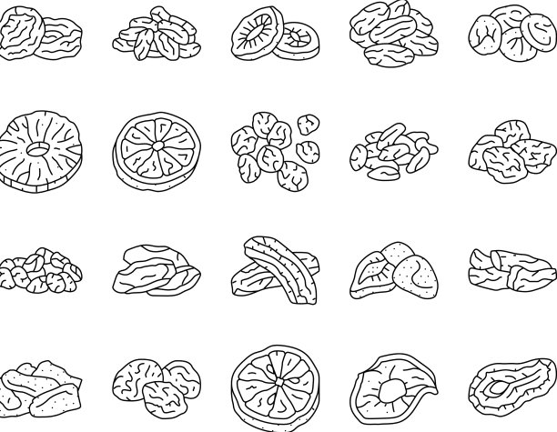干果健康零食图标套装图片下载