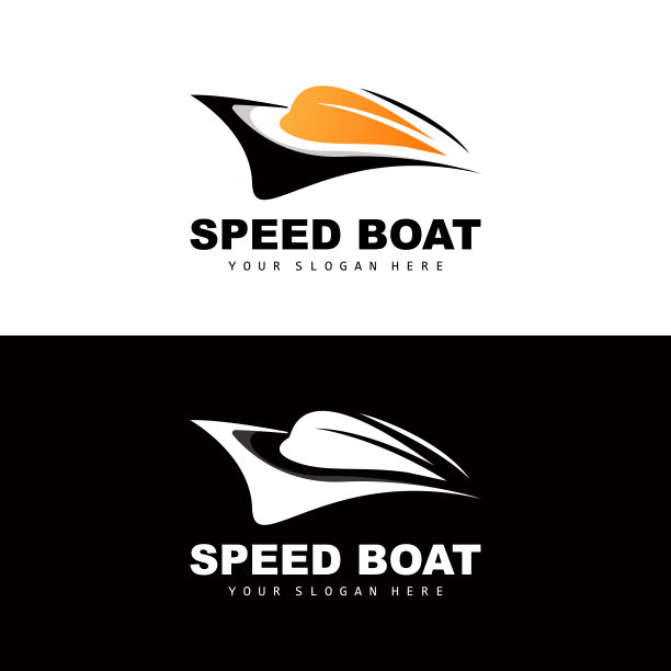 快艇标志，快速货船矢量，帆船，船舶制造公司设计，水路航运，海上车辆，运输图片下载