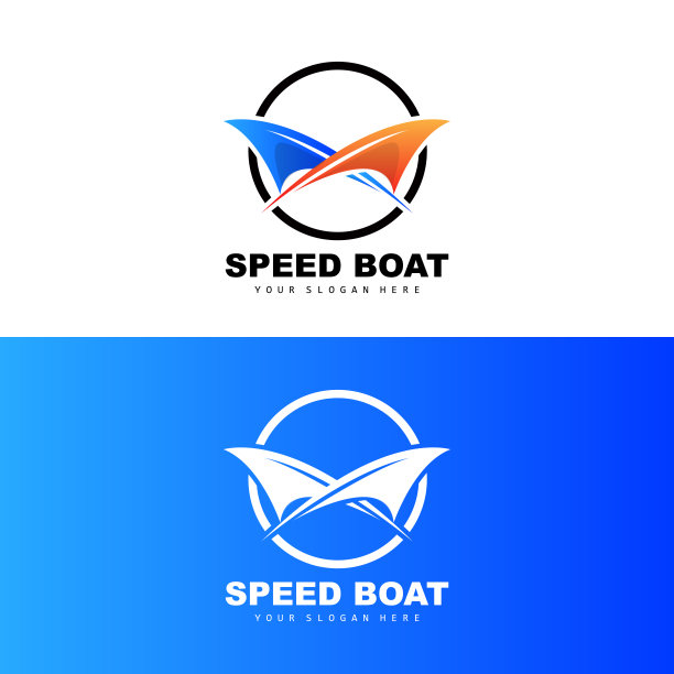 快艇标志，快速货船矢量，帆船，船舶制造公司设计，水路航运，海上车辆，运输图片下载