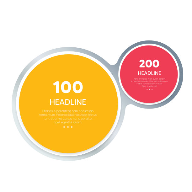 2个相连的圆。圆形图表，方案，信息图表，编号模板，选项模板。2步骤。图片下载