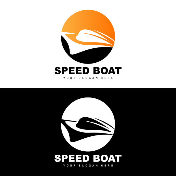 快艇标志，快速货船矢量，帆船，船舶制造公司设计，水路航运，海上车辆，运输图片下载