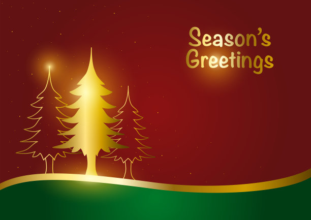 圣诞贺卡用金色松树装饰图片下载