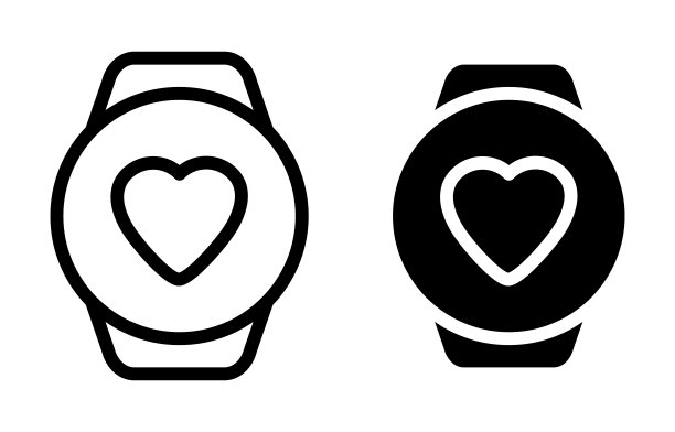 腕表心脏线图标。时间测量，测量，时钟，计划，时间表，闹钟，定时器，天文钟。时间管理的概念。白色背景上的矢量线图标图片下载