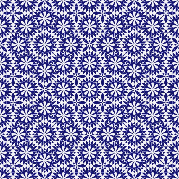 蓝色和白色阿拉伯马赛克瓷砖无缝模式图片下载