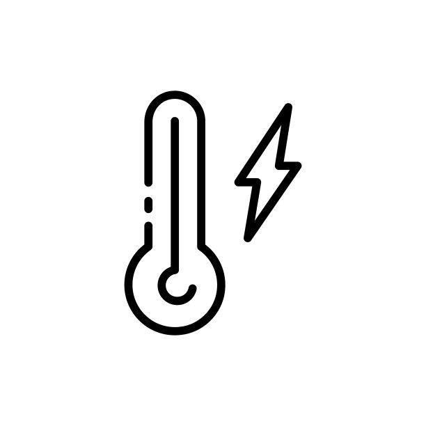 带有闪电线图标的温度计。不同程度的温度，气候控制，空气，寒冷，天气条件，发烧，疾病，疾病。测量的概念。白色背景上的矢量线图标图片下载