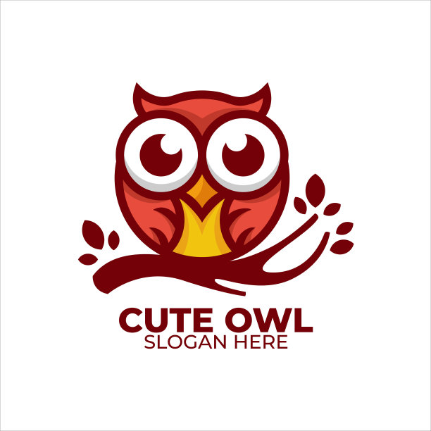 猫头鹰标志彩色渐变风格图片下载