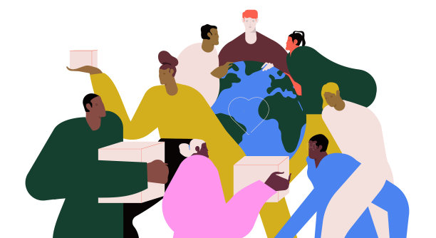 非政府组织和志愿者。非政府、非营利组织的工作理念。人道主义援助、捐赠、国际支持和声援。图片下载