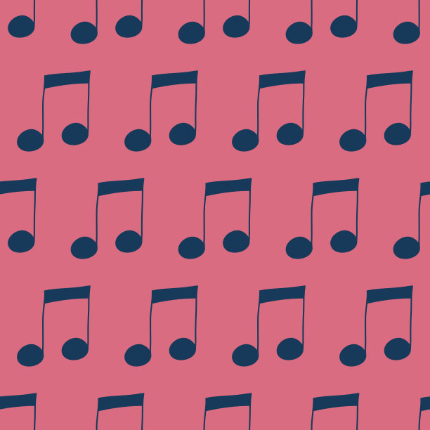 音乐音符无缝模式的粉红色，音乐音符组成，纺织品和包装纸插图图片下载