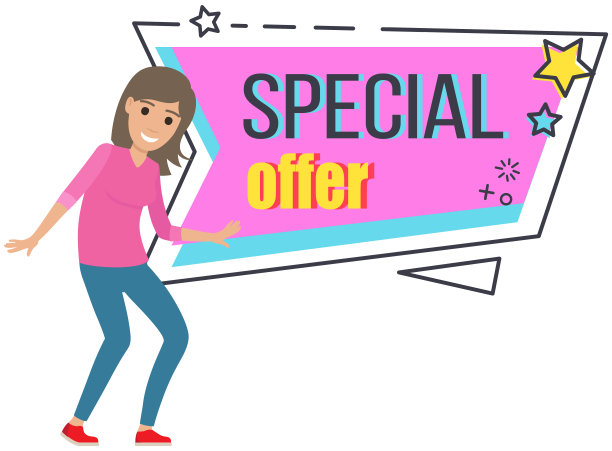 在广告海报附近有跳舞的女人的销售横幅。女士高兴在商店独家提供图片下载