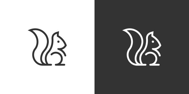 松鼠轮廓矢量标志设计。图片下载