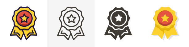 优质优质产品印章。矢量潮流图标插图设计在4个不同的风格图片下载