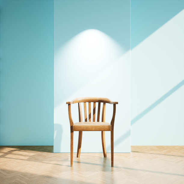 白色房间内部的椅子3D渲染图片下载