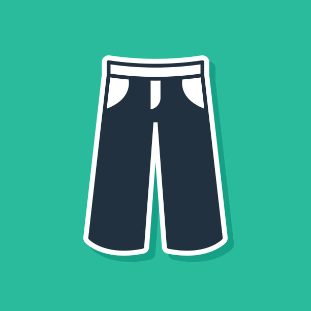 蓝色裤子图标孤立在绿色背景图片下载