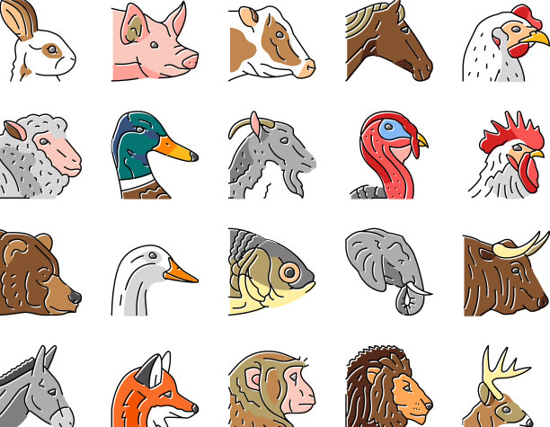 动物动物园自然野生动物图标集图片下载