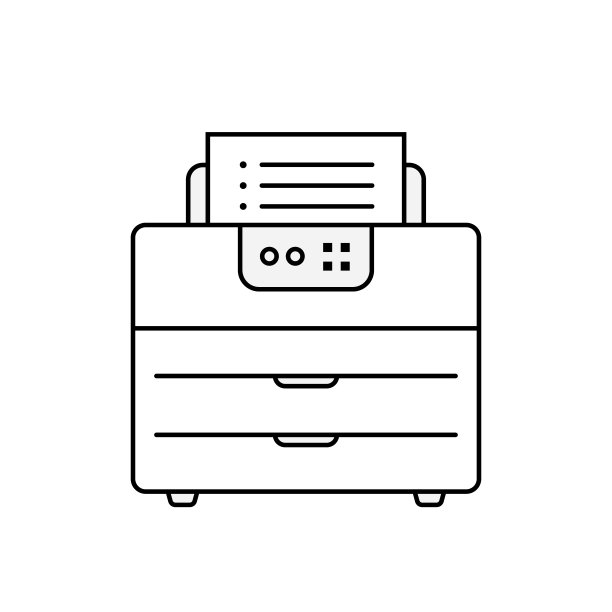 办公室激光打印机剪贴艺术。单色轮廓图标。图片下载
