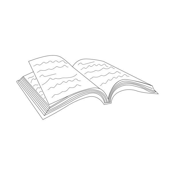 办公桌上笔记本的一幅线条图图片下载