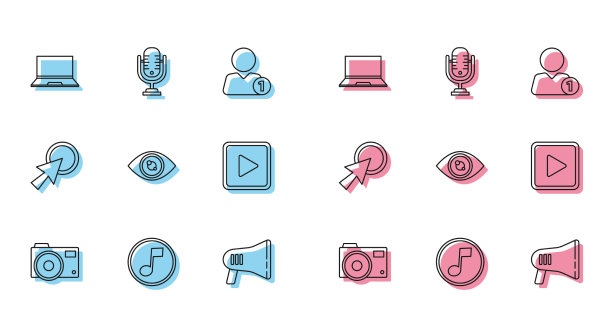 集行照相相机音乐音符音色笔记本电脑图片下载