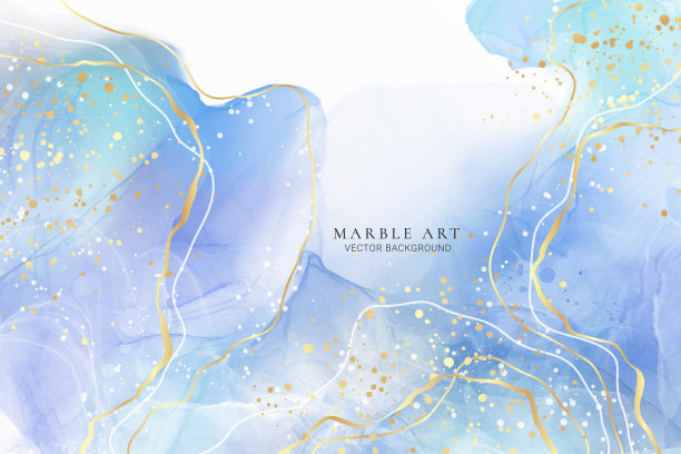 皇家青色薄荷液体大理石水彩背景与白色线条和刷子污渍。蓝绿色大理石纹酒精油墨的拉丝效果。矢量插图背景，水彩婚礼邀请图片下载