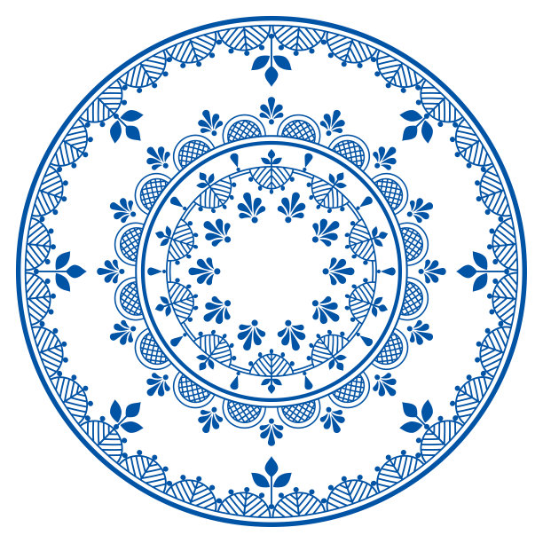斯堪的纳维亚和北欧曼荼罗花卉矢量刺绣民间艺术风格-完美的盘子装饰，贺卡或婚礼邀请图片下载