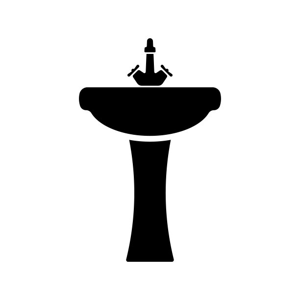 水槽脸盆图标。黑色的轮廓。前视图。矢量简单平面图形说明。白色背景上的孤立物体。隔离。图片下载