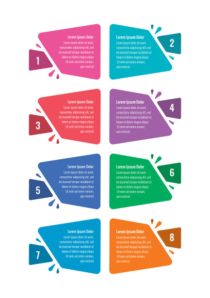 年度报告，互联网，教育，商业，杂志信息模板。八步信息图表模板。几何信息模板图片下载