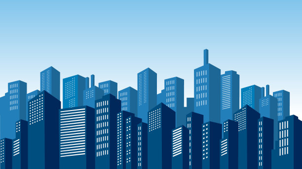 城市剪影背景与许多高层建筑图片下载