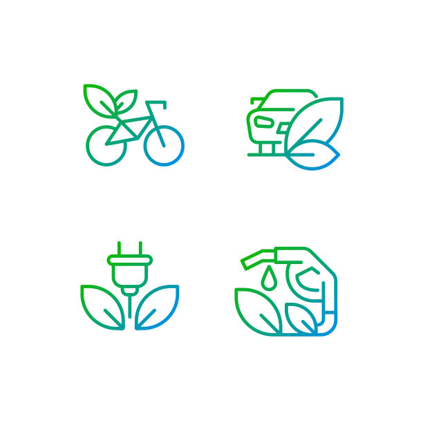 环保车辆像素完美梯度线性矢量图标集图片下载