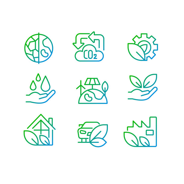 生态保护程序像素完美梯度线性矢量图标集图片下载