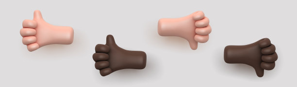 在灰色背景上有趣的卡通设计3D拇指向上的手势。积极情绪概念:emoji人的手表示“好”或“赞成”。图片下载
