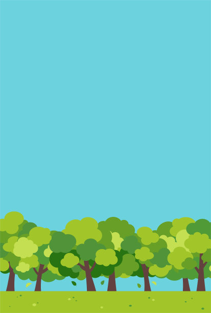 简单可爱的绿树成荫的道路插图图片下载