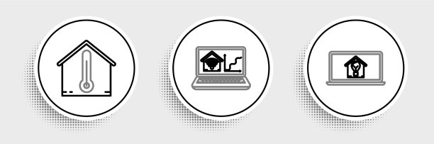 配有智能家居和灯泡的有线笔记本电脑图片下载