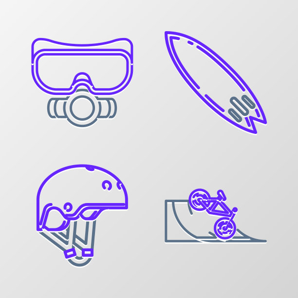 在街道坡道上设置直线自行车头盔冲浪板图片下载