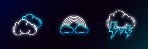 设置线风暴云和彩虹与云图标图片下载