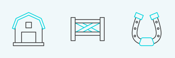 设置线马蹄形农场住宅概念和花园图片下载