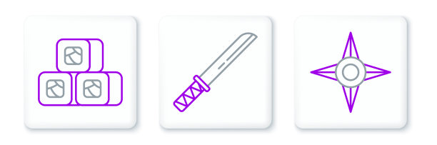 设置线日本忍者飞镖寿司和图片下载