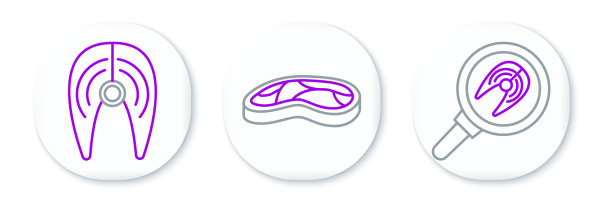 把鱼排和牛排肉放在煎锅里图片下载