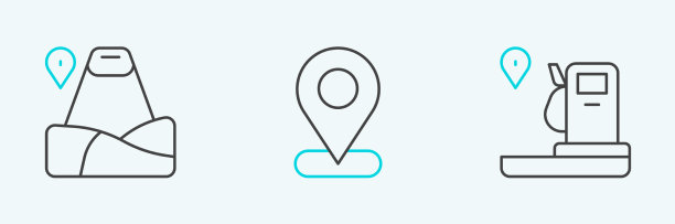 设置线路位置和有山的加油站图片下载