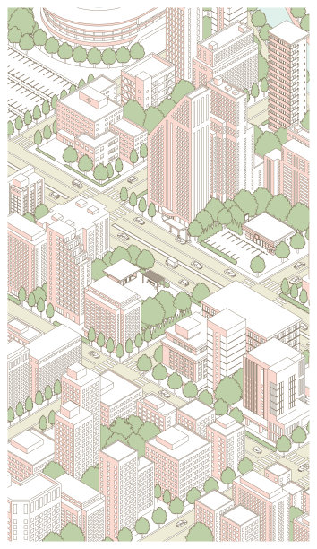 城市景观的三维视图。城市景观。图片下载