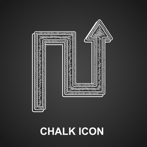 粉笔箭头图标孤立在黑色背景上图片下载