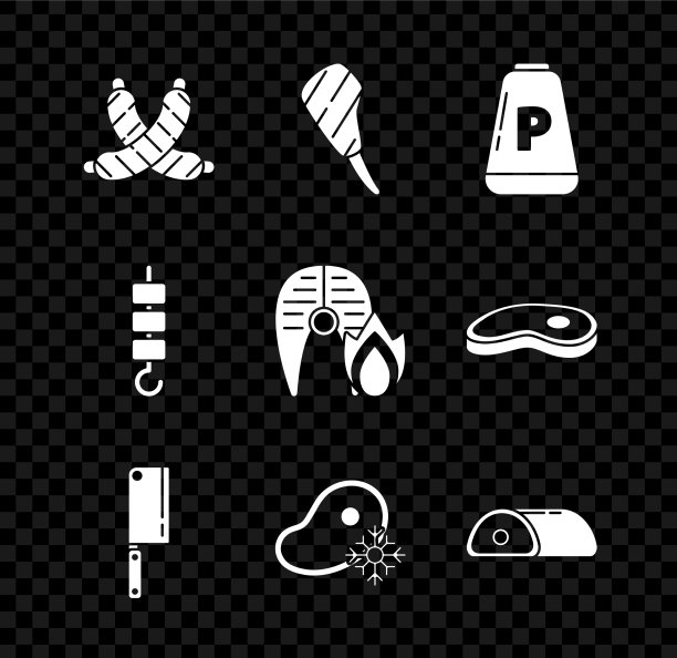 设置交叉香肠肋骨眼牛排胡椒肉图片下载