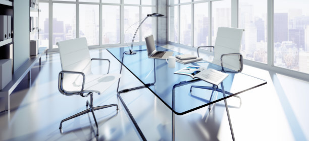 办公室在高层建筑与天际线景观图片下载