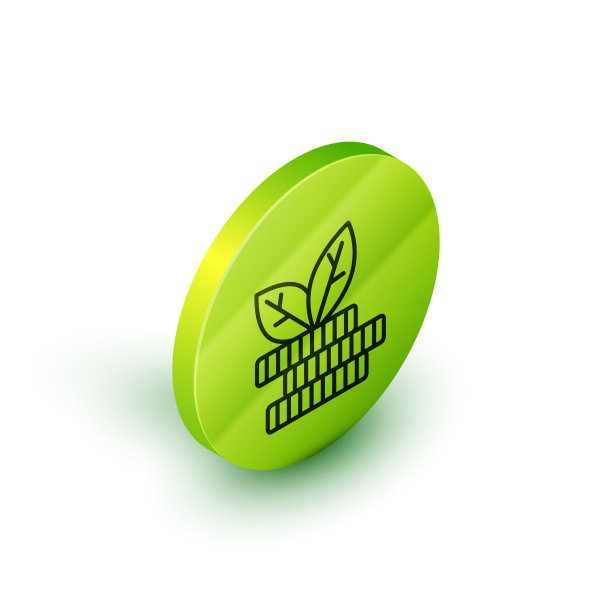 等距线元植物图标孤立在白色上图片下载